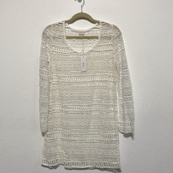 Tavik NWT White Crochet Long Sleeve Cover Up Dress Size S - Picture 1 of 10